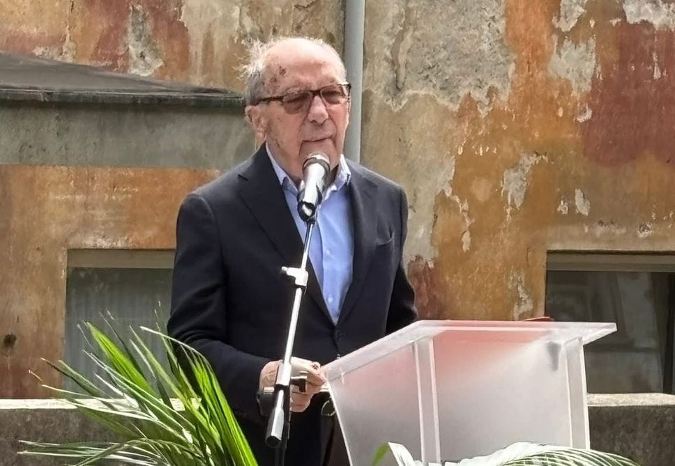 Attilio Cerruti alla cerimonia di intitolazione del ponte di Chiavazza al fratello Nino, pochi mesi fa