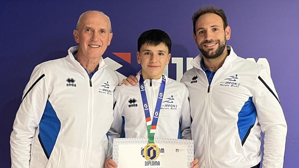 Christian Spilinga con il maestro Maurizio Feggi e il tecnico Thomas Taglioretti