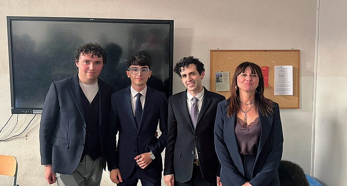 Jacopo Panzanelli con Emanuele Giacomini,   Stefano Suraniti, il direttore   Ufficio Scolastico Regionale, Elisa Cesaro, referente Usr