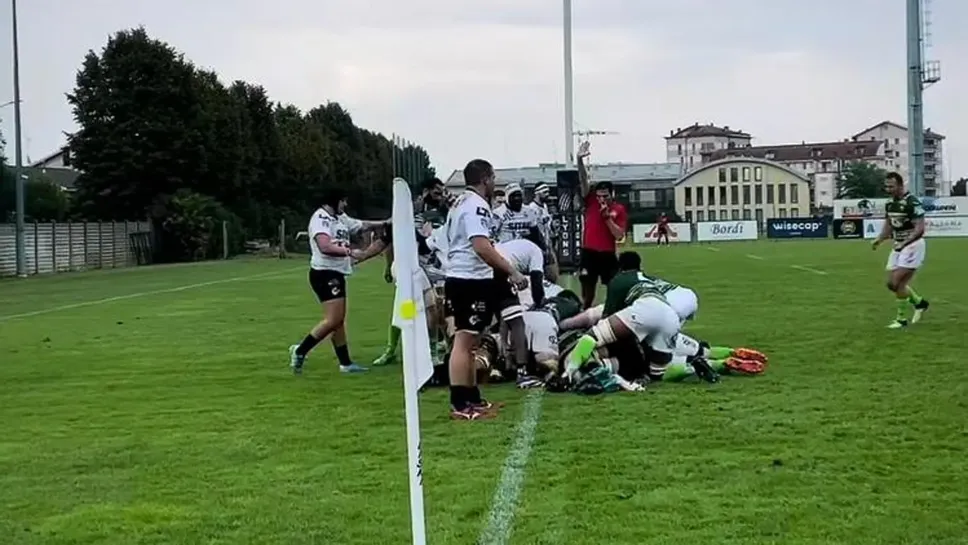 La meta di mischia del Biella Rugby a Piacenza