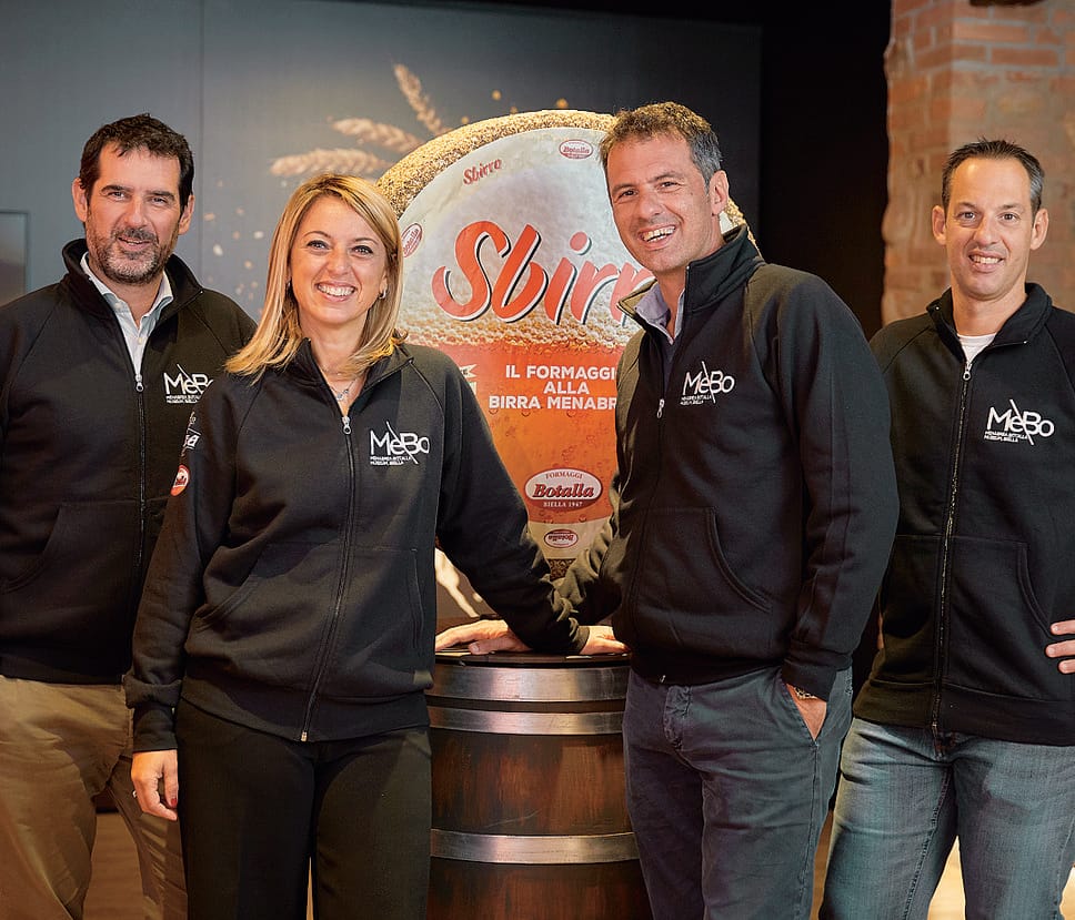Foto di gruppo per gli imprenditori del MeBo: Franco Thedy, Simona Bonino con i fratelli Andrea e Stefano