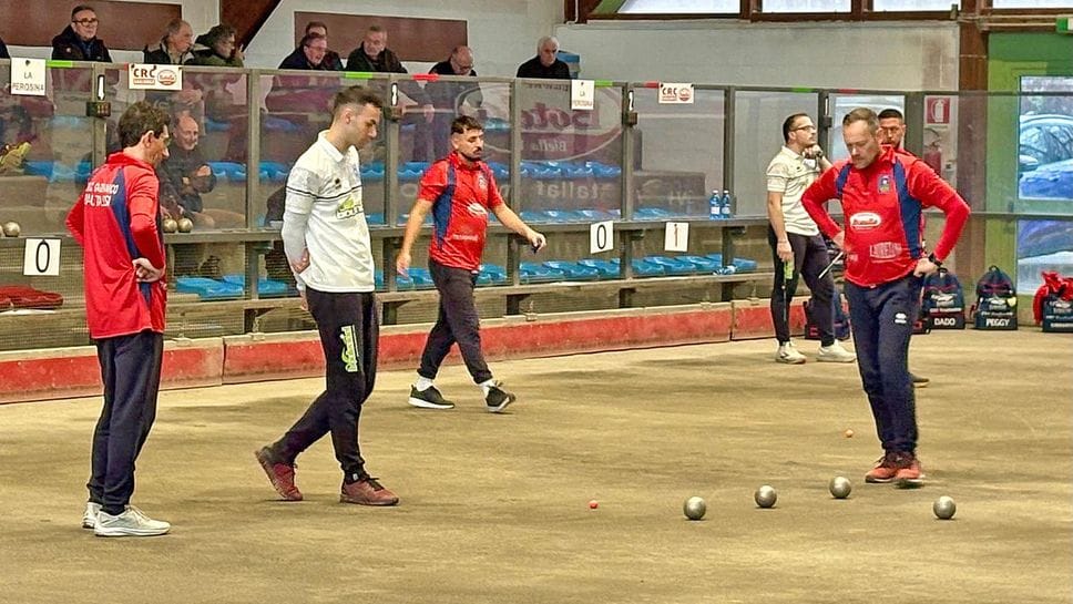 Un’immagine della partita giocata sabato pomeriggio al bocciodromo “Città di Biella”