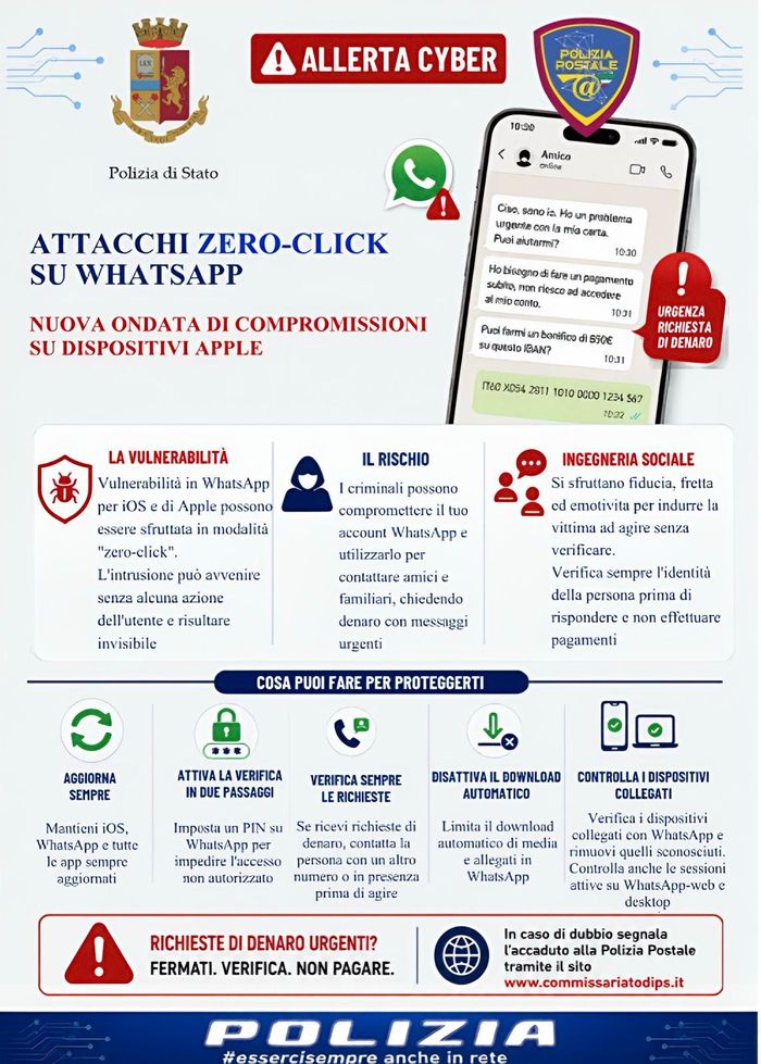 Attacchi hacker su WhatsApp, l’allarme della polizia