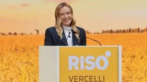 La premier Giorgia Meloni per l’inaugurazione di Risò a Vercelli. Foto