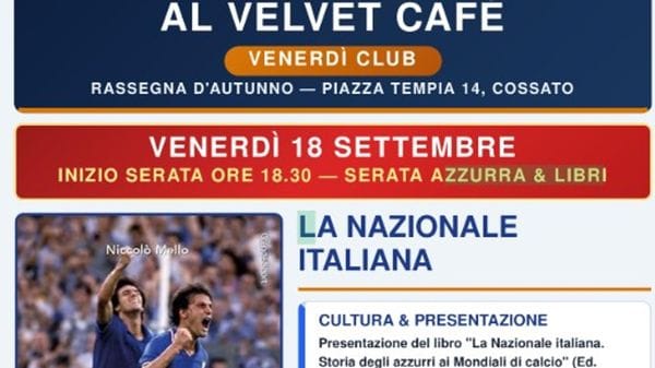 Venerdì a Cossato Niccolò Mello presenterà il suo libro sulla Nazionale italiana ai Mondiali